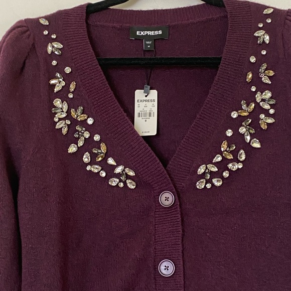 Express embellished faux button up cardigan size M - Picture 15 of 16